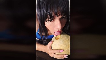 TS Angelique Monroe - Fucking a melon and cum