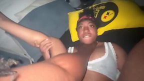 Hot ebony fitted her lover's BBC with her legs raised and got creampied