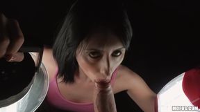 Alex Legend fucked brunette teen Daphne Dare in the dark