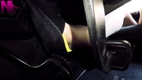 Pedal pumping in Even and Odd metal heeld pumps and nude nylons