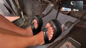 Mrs. Barbara accelerates hard in the old Fiat 147 (custom)