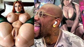 chonky big breast tight bald pussy queen is oiled up and ready for thicc creampie in her tight pussy, ai generated