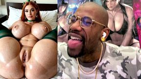 chonky big breast tight bald pussy queen is oiled up and ready for thicc creampie in her tight pussy, ai generated
