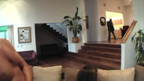 Max Mikita looks sexy, sitting on her couch, wearing her fishnet outfit but soon, it will...