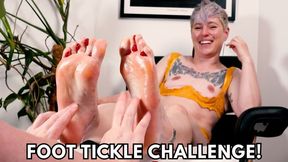 Foot Tickle Challenge! Tomboy feet tickled in predicament game - Jaq Quicksilver and Jude Ecole - WAM, feet, toes, oiled, tickling - 1080p mp4