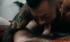 Stepbrothers Noah Asli and Drew Valentino bareback sex in bed