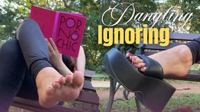 Miss Bimby Public Dangling & Ignoring with Toe Rings & Platform Shoes at the Park Reading an Erotic Book (720 - EN sub) Red Toenails - Outdoor Play - Gym Clothes - Brunette - Latina