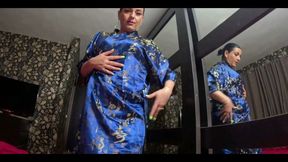Slutty Geisha Fantasy Deep Throat, Satin Tease and Cum Play