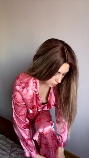 Pink satin robe