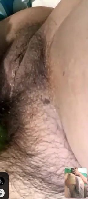 Unforgettable moment from &quot;Another hot video call from my hairy stepsister putting cucumber in her pussy&quot;