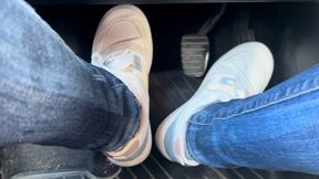 PEDAL PUMPING AND DRIVING FROM WORK IN WHITE SWEATY SNEAKERS - MOV MOB