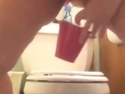 Just A Piss in A Bucket - Mature Hairy Stretching