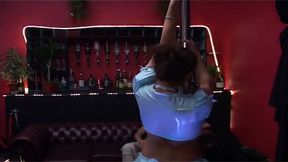 Hot strippers fuck a black and a white guy in a club