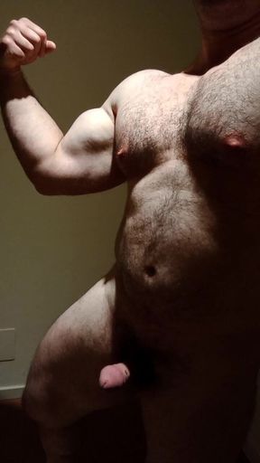 Big Guy with Small Dick, Jerks off with Condom