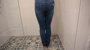 desperate pee in jeans next he pee on my ass