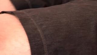 Gay jock Andrew plays on phone in solo masturbation session