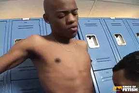 Black Twink Gets Asshole Screwed by a Bald Colleague After Sucking Him Deep