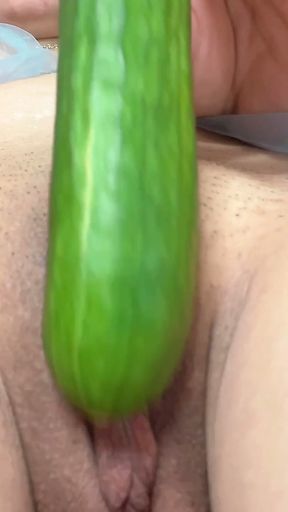 play clit by cucumber horny time   Clip 1