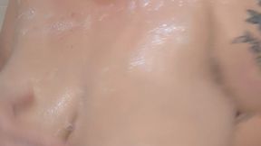 Suddsing up my huge HH tits and showering the rest of me for your viewing pleasure.