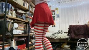 Cleaning My Room in Red Stockings