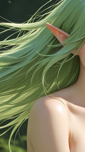 Lustrender Slideshow: Beautiful Nude Elf Woman Flowing Hair Art - Ai Video