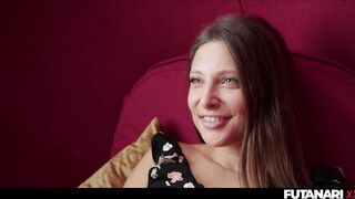 Real Life Futanari - Talia Mint Grows a dick, jerkoff and cum all over herself