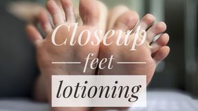 Closeup FEET lotioning - Foot FETISH