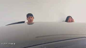 Big ass and boobs Latina stepsis gets fucked in the car