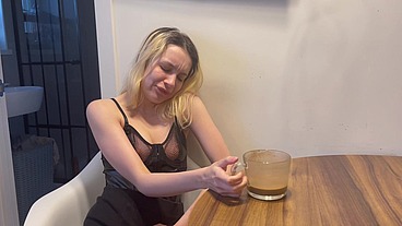 Shy girl dancing and pissing in the end