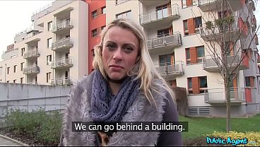 Blonde MILF gives POV blowjob in freezing weather