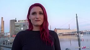 Redhead College Teenage 18+ Melina Talk To Bang At Street Casting