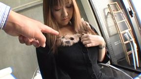 Horny Mayumi Hasegawa with big tits and hairy pussy gets her