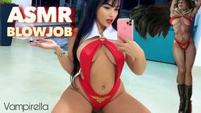 Hot Vampire Cosplay Babe Delivers Sloppy Deepthroat Blowjob