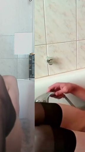 BDSM Slave used in the bathtub Part 2 - Pump water into the fuck hole and let it squirt out!   Clip 1