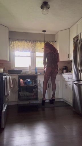 Sissy Crossdresser Housemaid Doing Chores