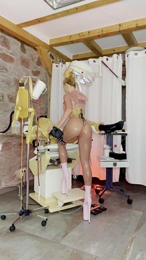 Golden Champagne Catheter and breathplay with my slave