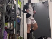 Public self piss with buttplug in my hole