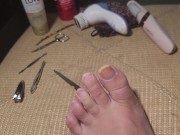 Trimming and lotioning my feet