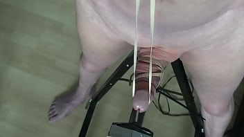 Slave Whippingmeat&#039_s cock torment with rubber bands Part2