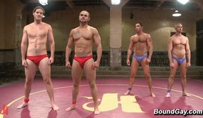 big show giant dominate contender muscle wrestling public fuck fest foursome