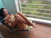 NO PANTIES at my open balcony#Play in the Tropical Rain