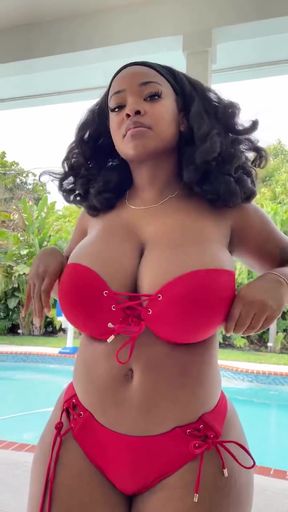 Big-titted brunette black TikTok jiggler