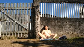 My wife masturbates herself naked in front yard