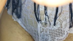 Naughty sexy milf tries on naked clothes. Latin hairy pussy tries on clothes in bed.