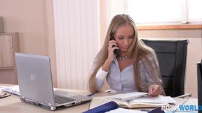 sexy secretary kinuski squirts at work while taking a pussy drilling from the handyman