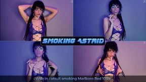 Wife in catsuit smoking Marlboro Red 100&#039;s | Astrid