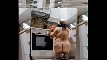 Naked trans Zea812 cleaning the kitchen #44