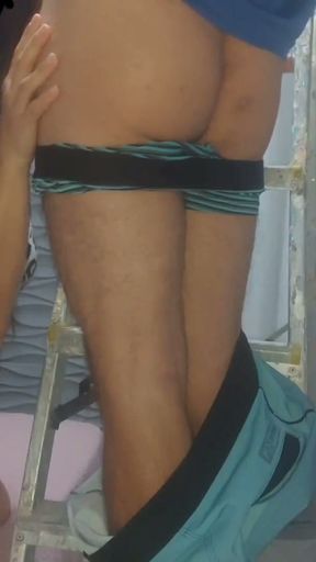 I called the neighbor to change the lightbulb, I noticed him with a hard cock looking at my ass!   Clip 1