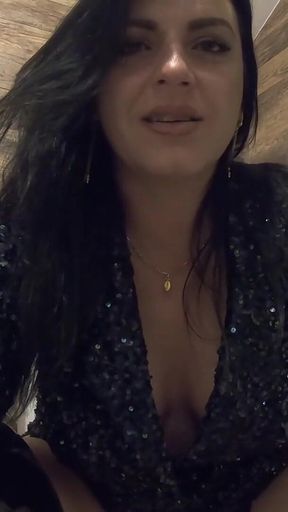 Smoking Pee Play in Shiny Outfit. Bathroom Fetish and Messy Wet Fun