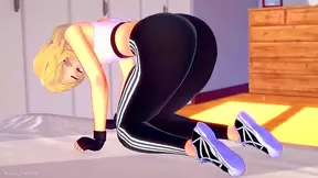 Gwen Stands Sweaty Seductive as She Tastes His Hard Cock Post Workout